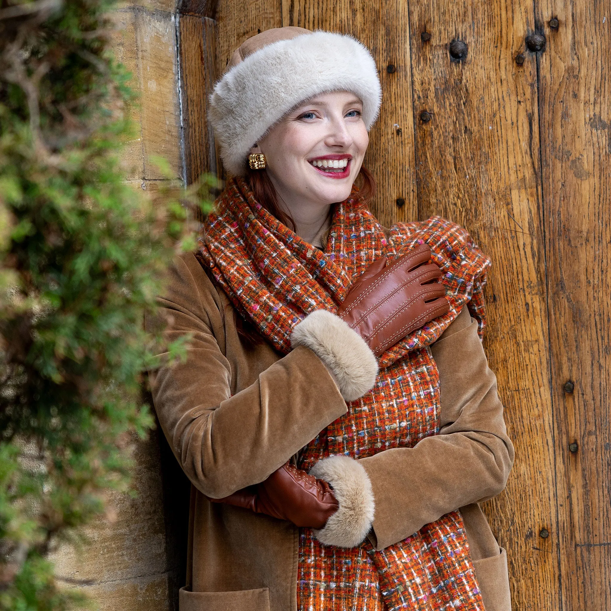 Women's Woven Scarf with Metallic Yarn and Fringe Edges sold by Dents Gloves product image thumbnail 2