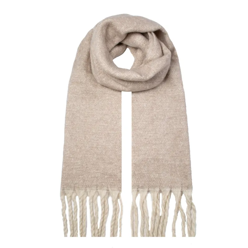 Women's Reversible Two-Tone Blanket Scarf with Tassels made by Dents Gloves
