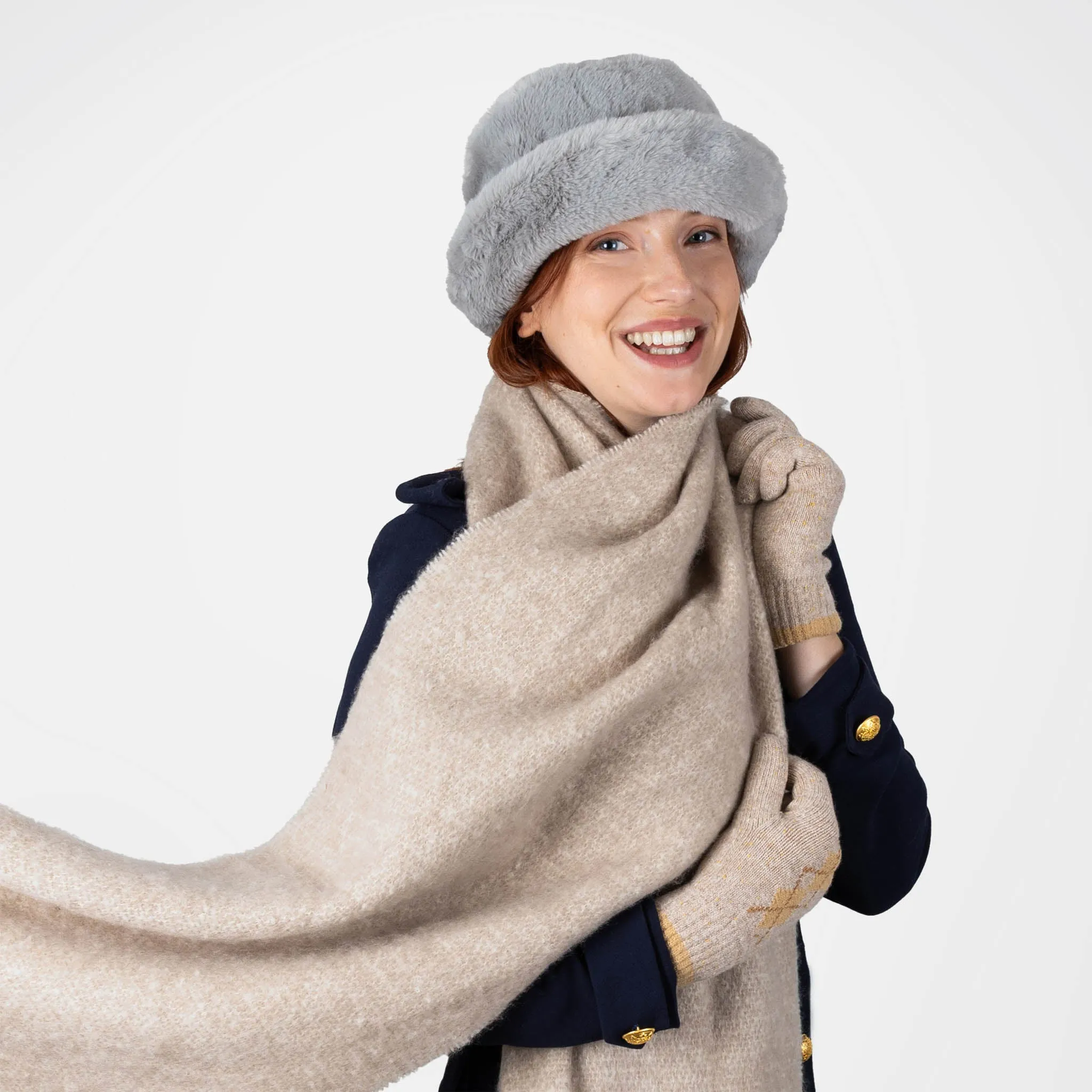 Women's Reversible Two-Tone Blanket Scarf with Tassels sold by Dents Gloves product image thumbnail 2