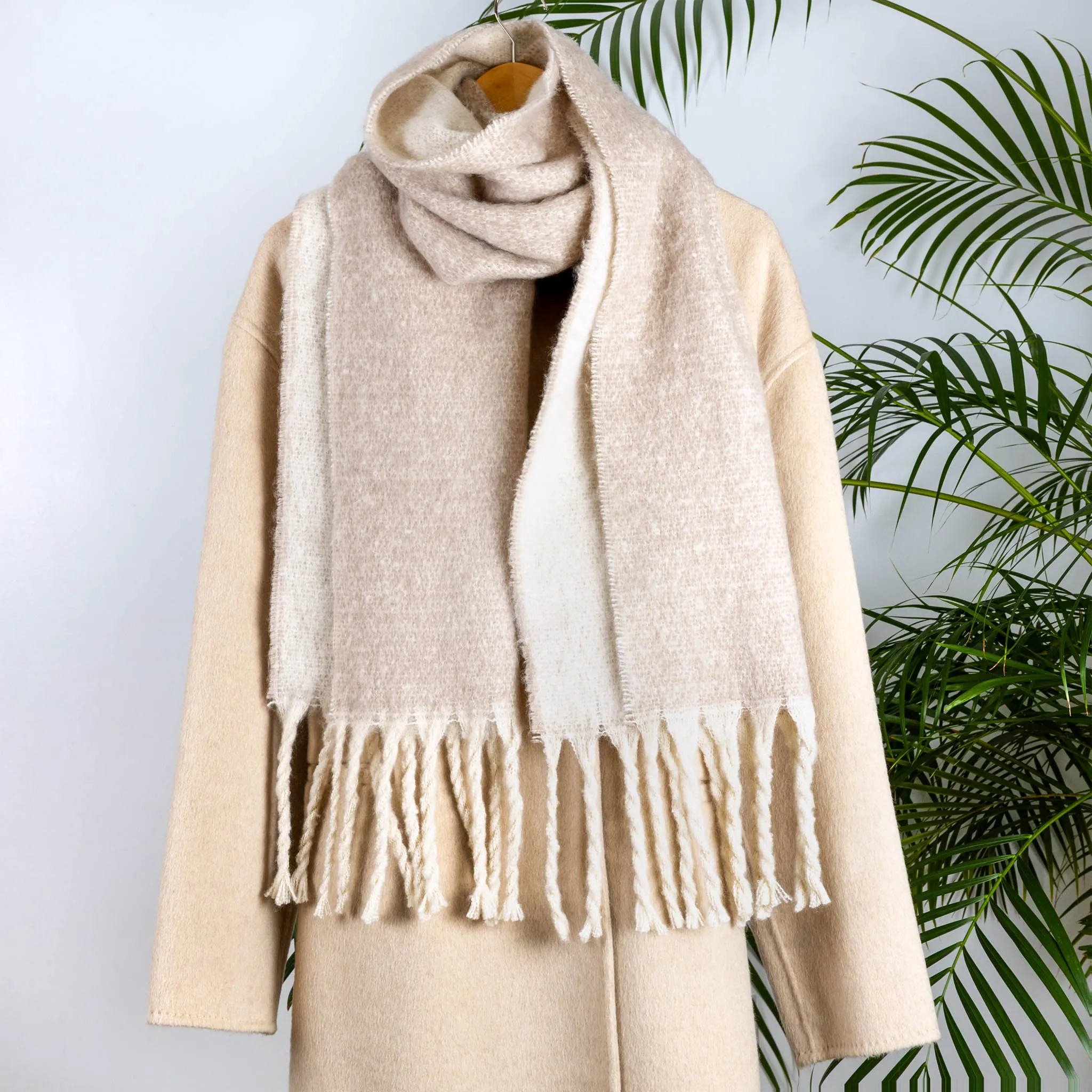 Women's Reversible Two-Tone Blanket Scarf with Tassels sold by Dents Gloves product image thumbnail 3