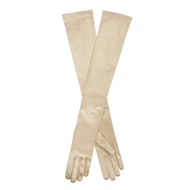 Women’s Long Opera Satin Gloves with Buttons made by Dents Gloves