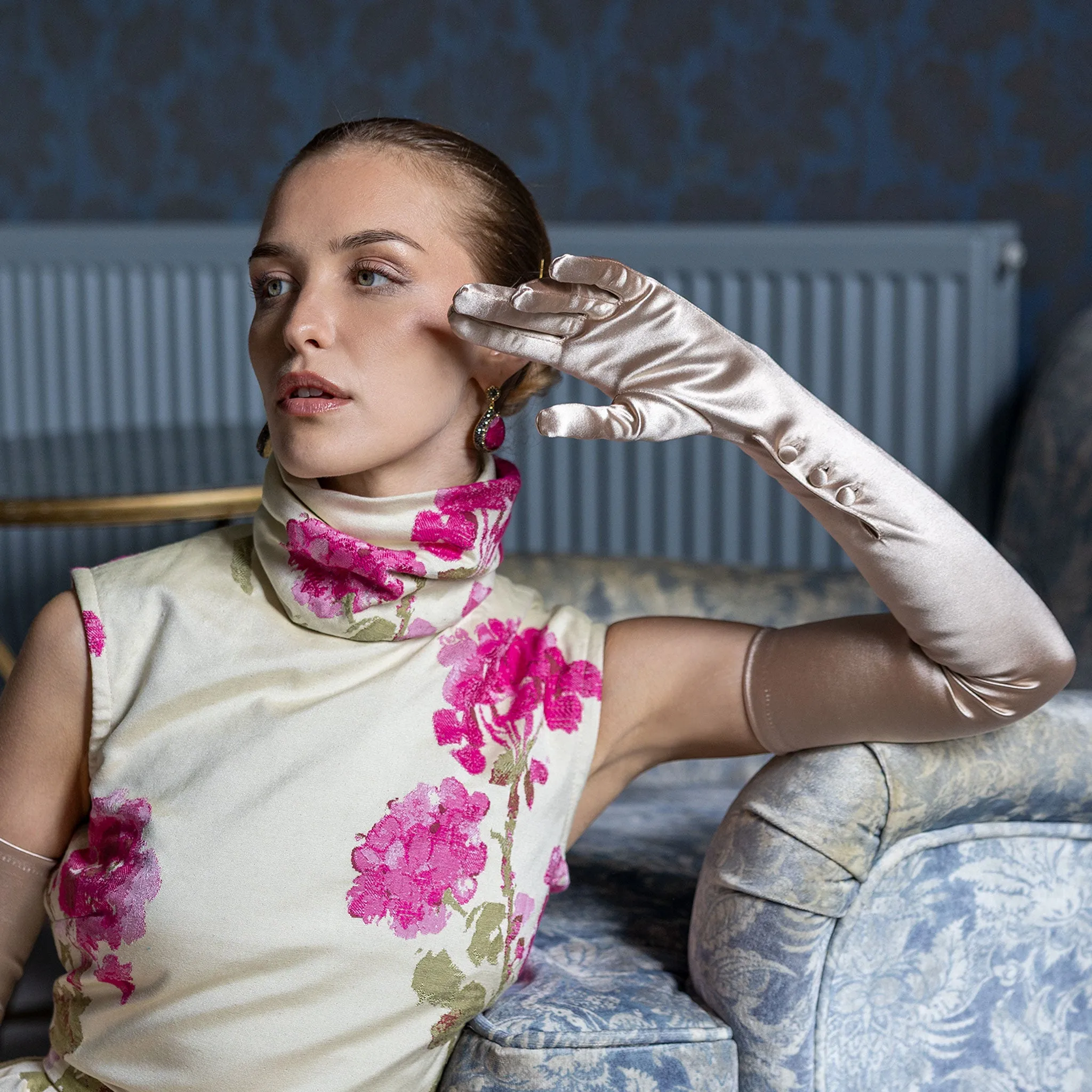 Women’s Long Opera Satin Gloves with Buttons sold by Dents Gloves product image thumbnail 2