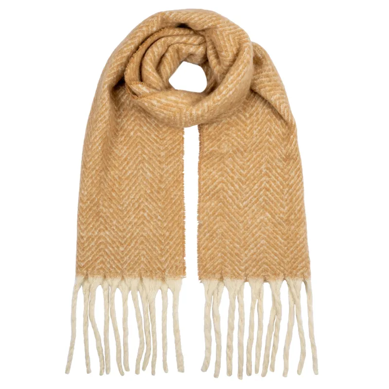 Women’s Herringbone Blanket Scarf with Tassels made by Dents Gloves