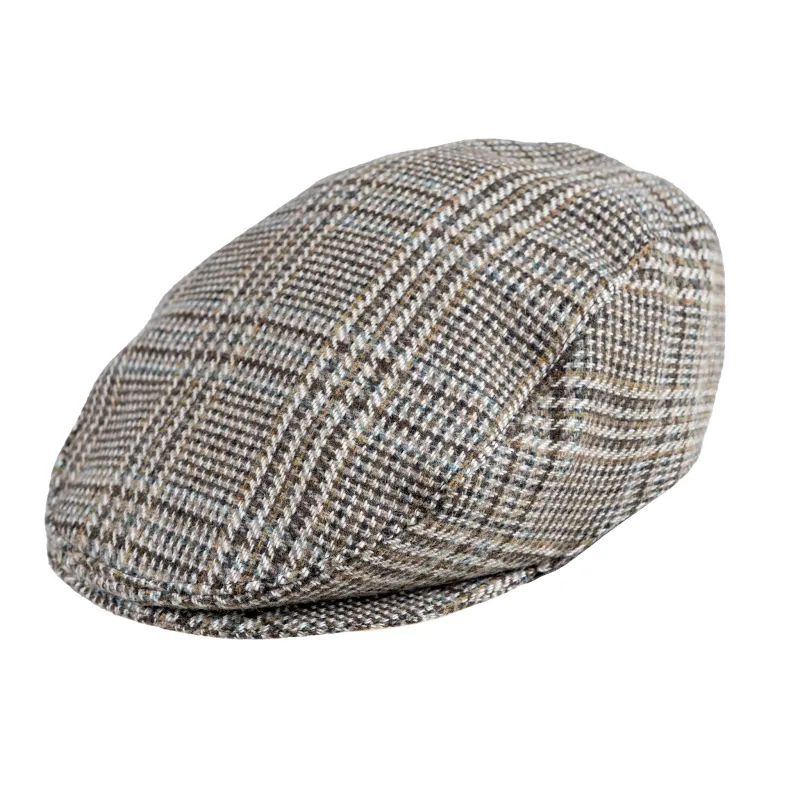 Men’s Glen Plaid Check Tweed Flat Cap made by Dents Gloves