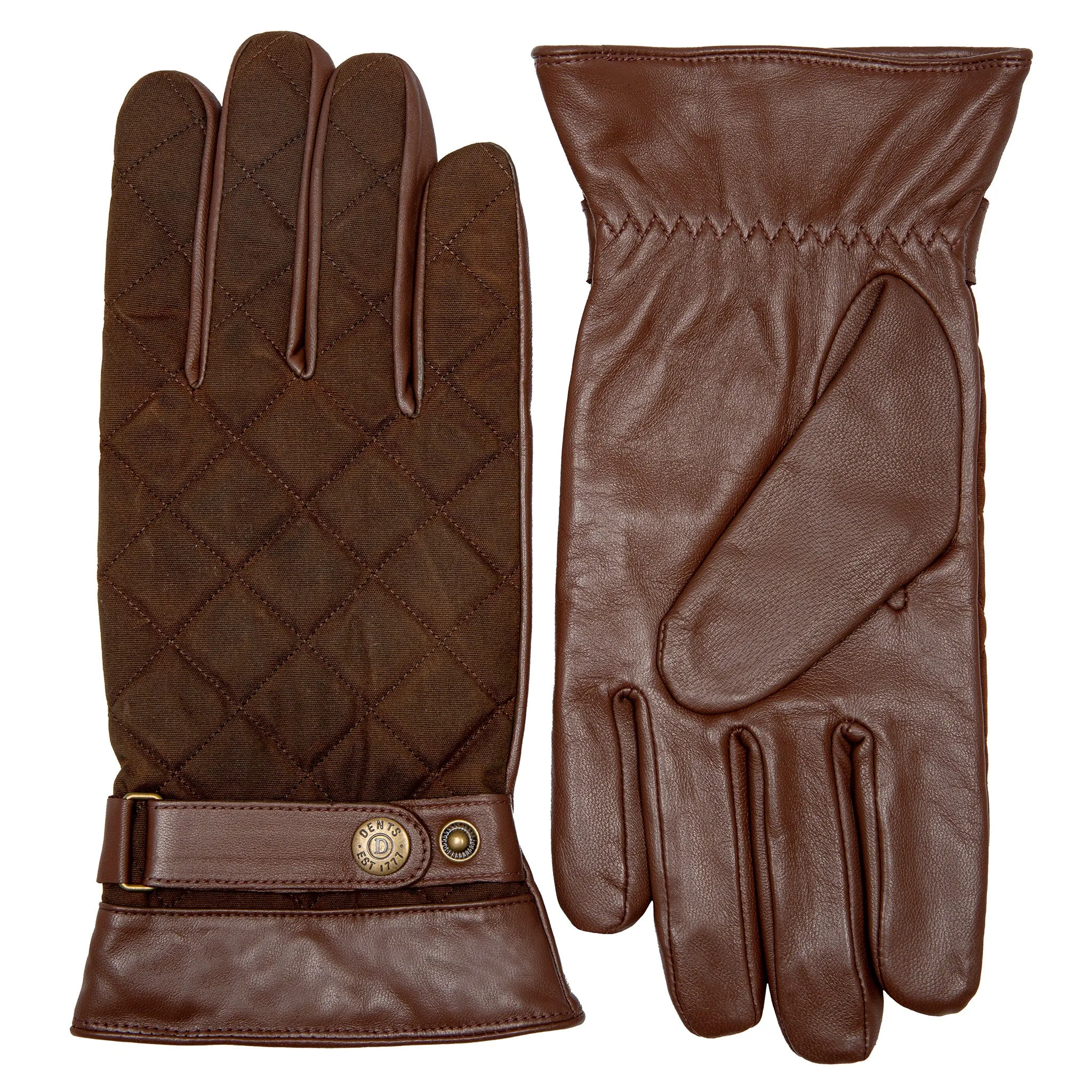 Gants en cuir doublés en polaire pour hommes, résistants à l'eau, avec un rembourrage en coton ciré et écran tactile. sold by Dents Gloves product image thumbnail 2