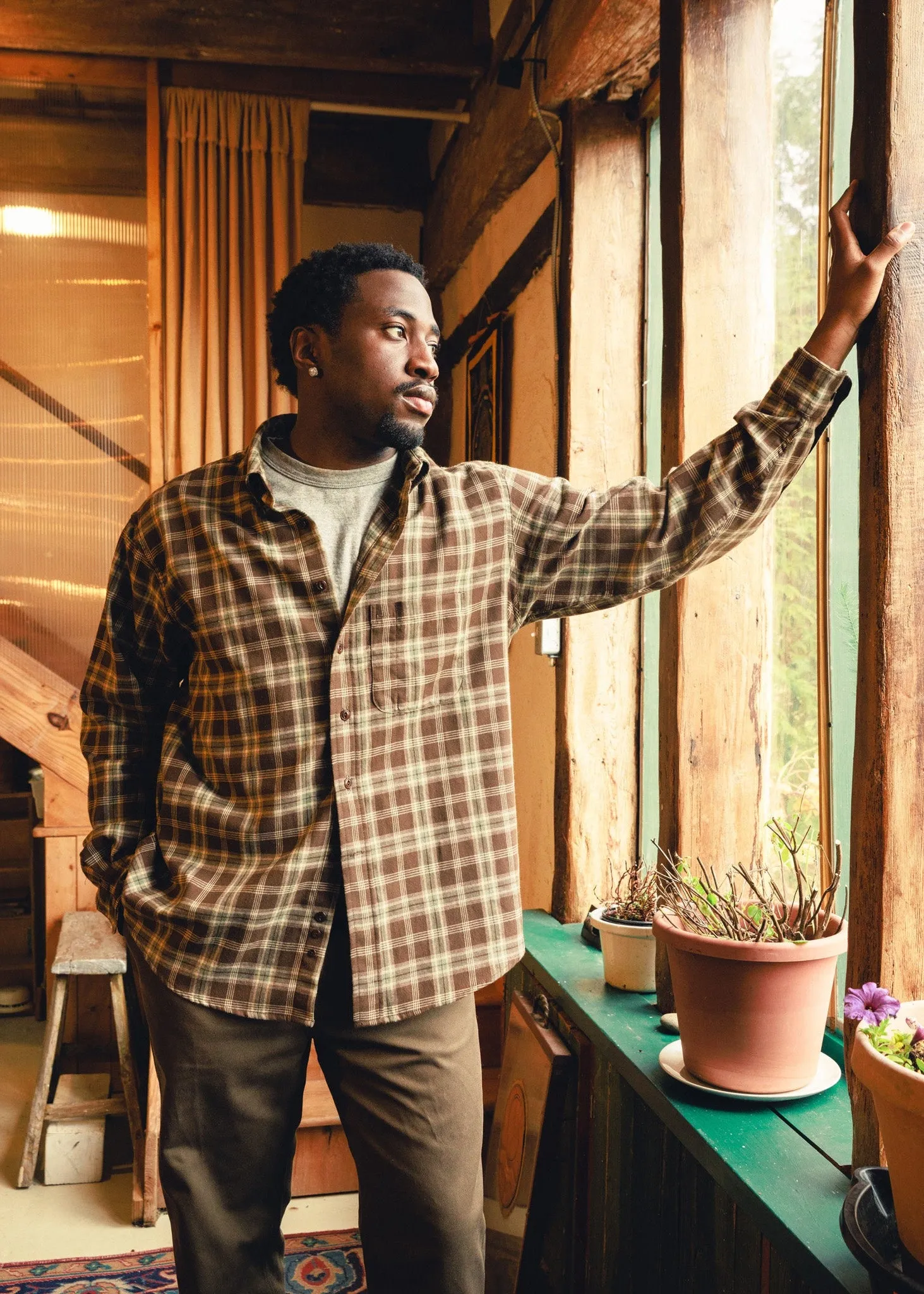 Brushed Plaid Button Down Shirt sold by American Trench product image thumbnail 2