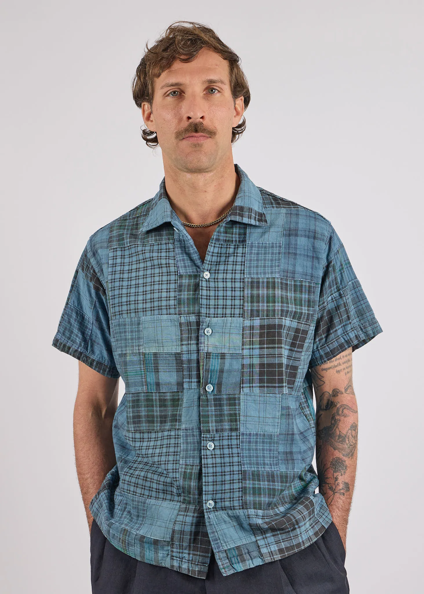 Natural-Dyed Patchwork Madras Shirt sold by American Trench product image thumbnail 2