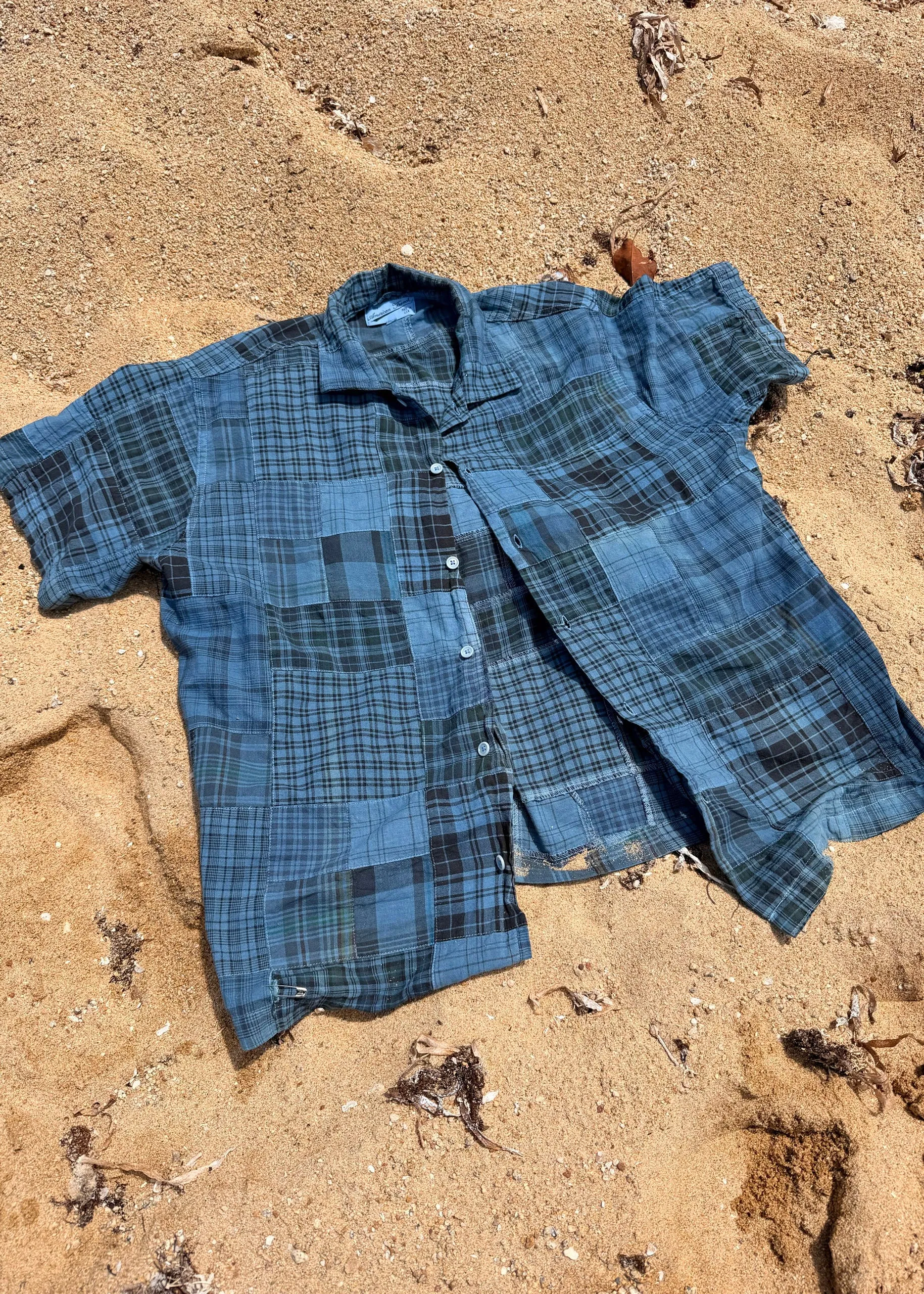 Natural-Dyed Patchwork Madras Shirt sold by American Trench product image thumbnail 5