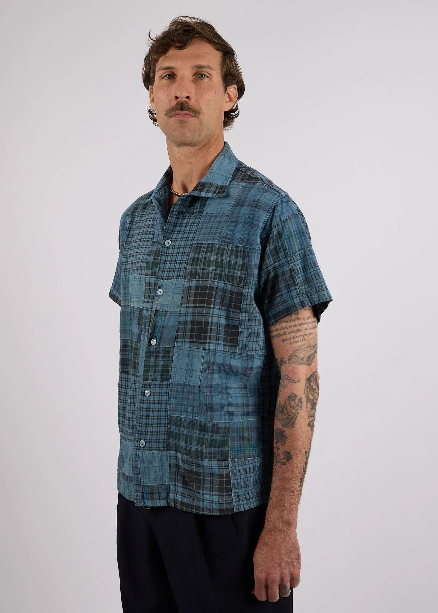 Natural-Dyed Patchwork Madras Shirt sold by American Trench product image thumbnail 3