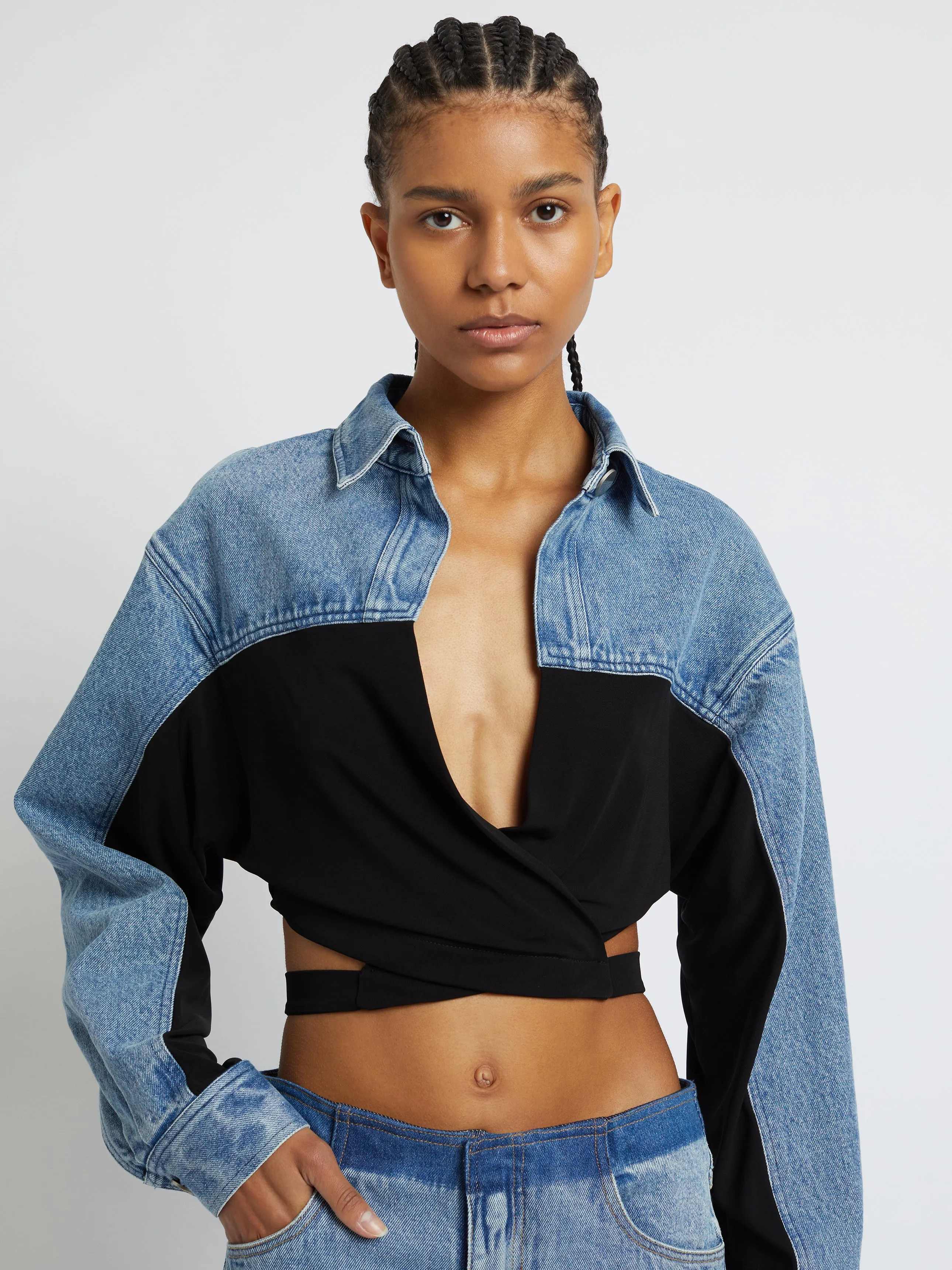 Sevilla Denim Wrap Top sold by Christopher Esber