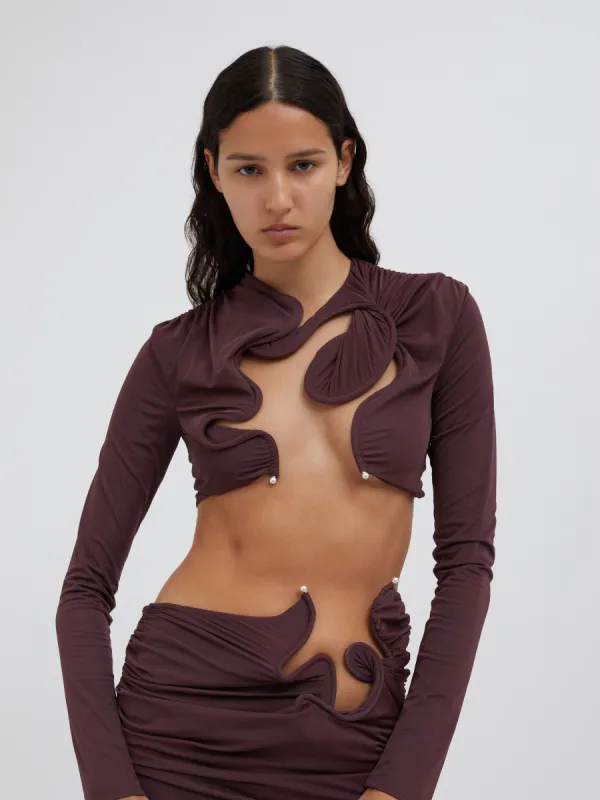 Venus Long Sleeve Crop Top sold by Christopher Esber