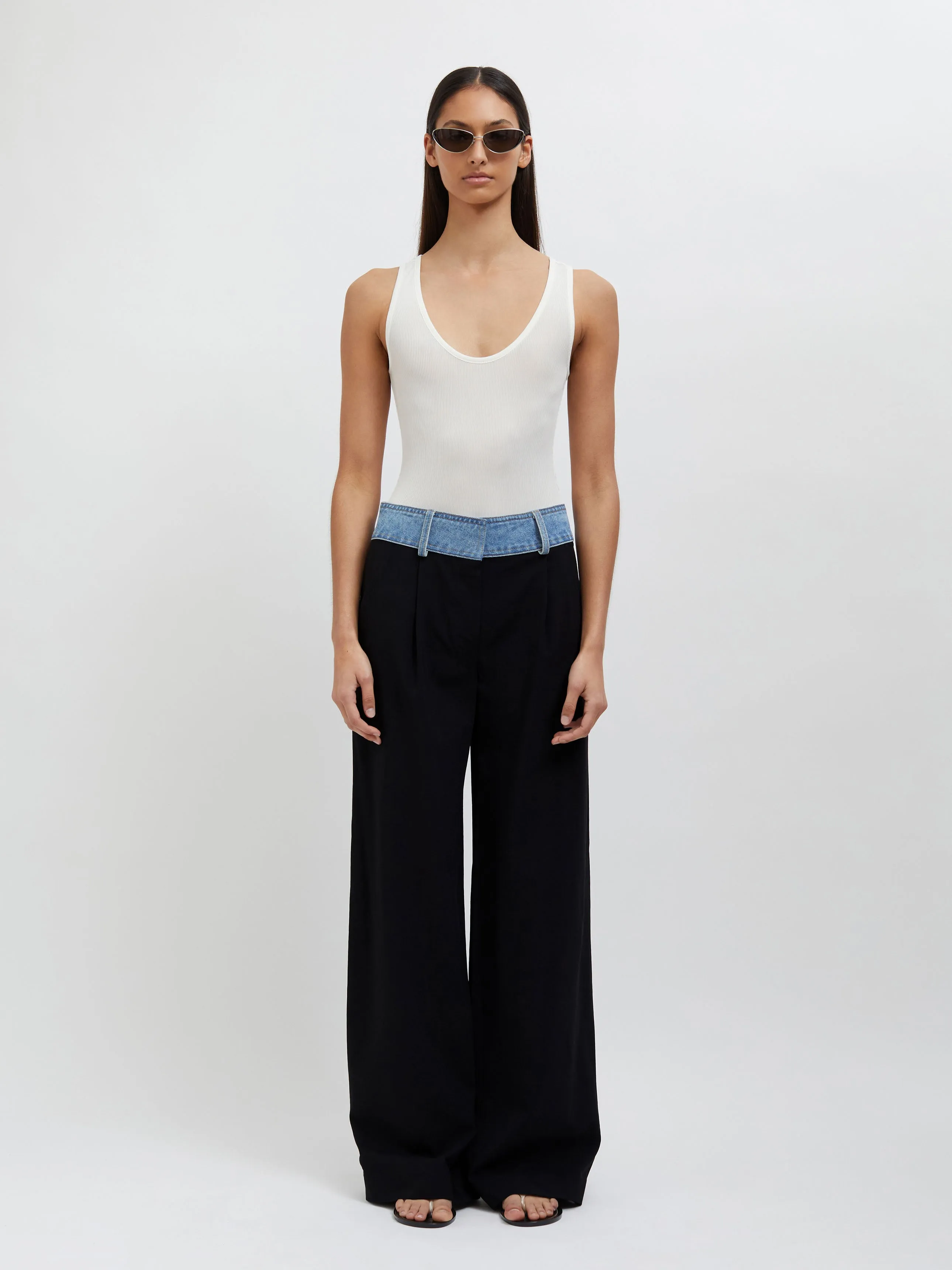Deconstruct Denim Waisted Wool Trouser sold by Christopher Esber