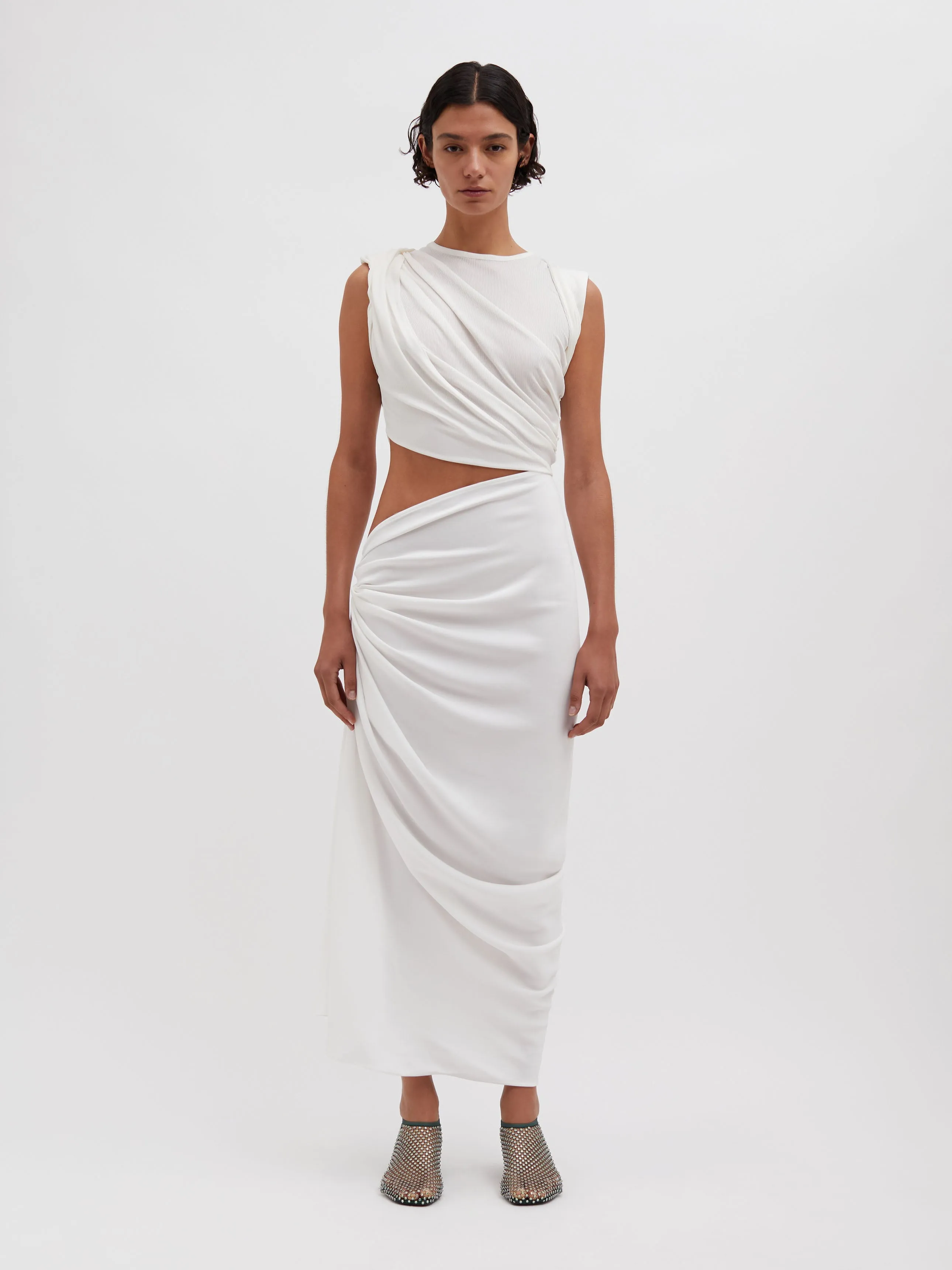 Ribbed Twist Tank Drape Dress sold by Christopher Esber