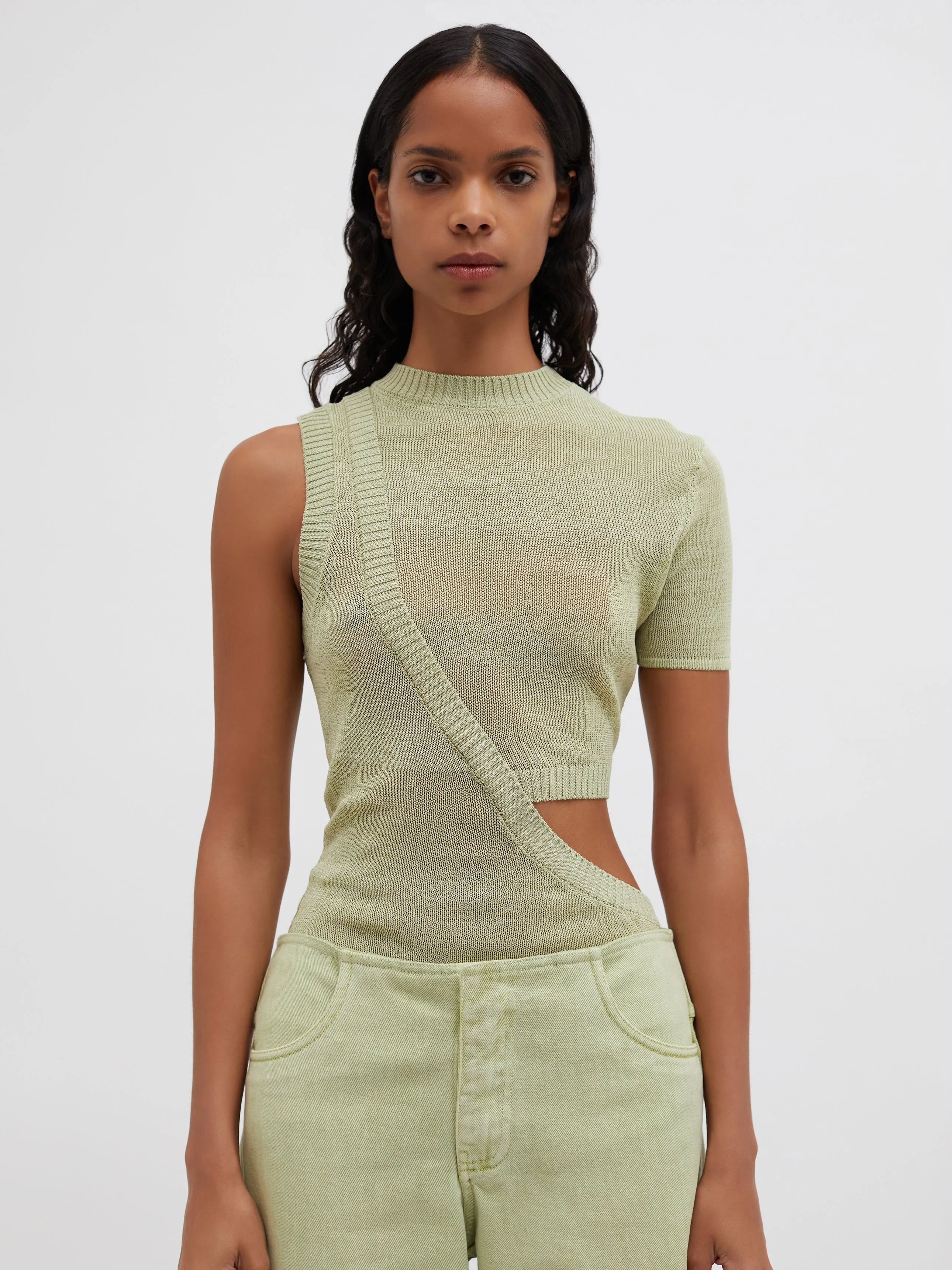 Cove Asymmetric Cutaway Knit Tank sold by Christopher Esber