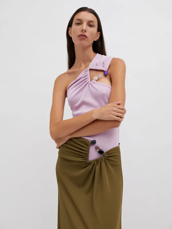 Tri Crystal Stone Shoulder Tank sold by Christopher Esber