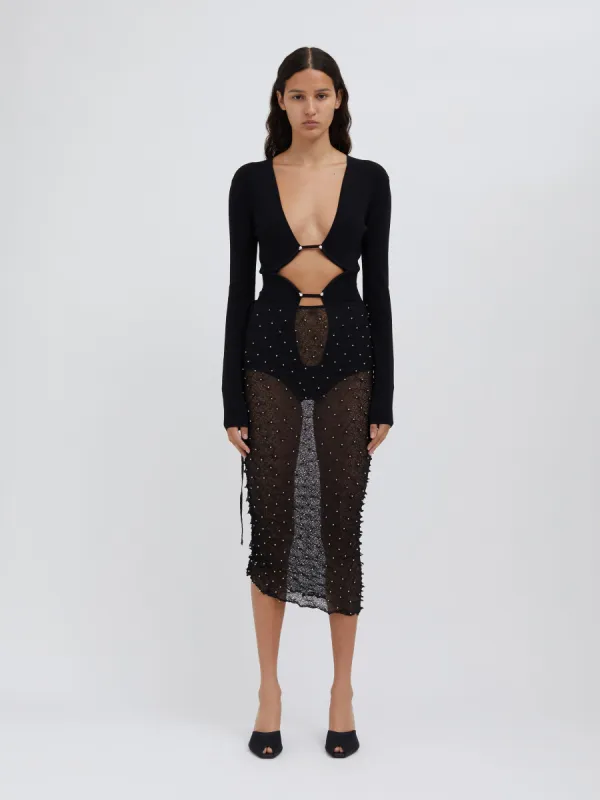 Shibori Crystal Loophole Skirt made by Christopher Esber