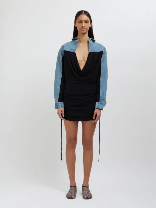 Deconstructed Denim Cummerbund Shirt sold by Christopher Esber