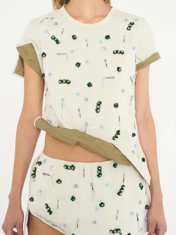 Embla Beaded Crushed Tee made by Christopher Esber