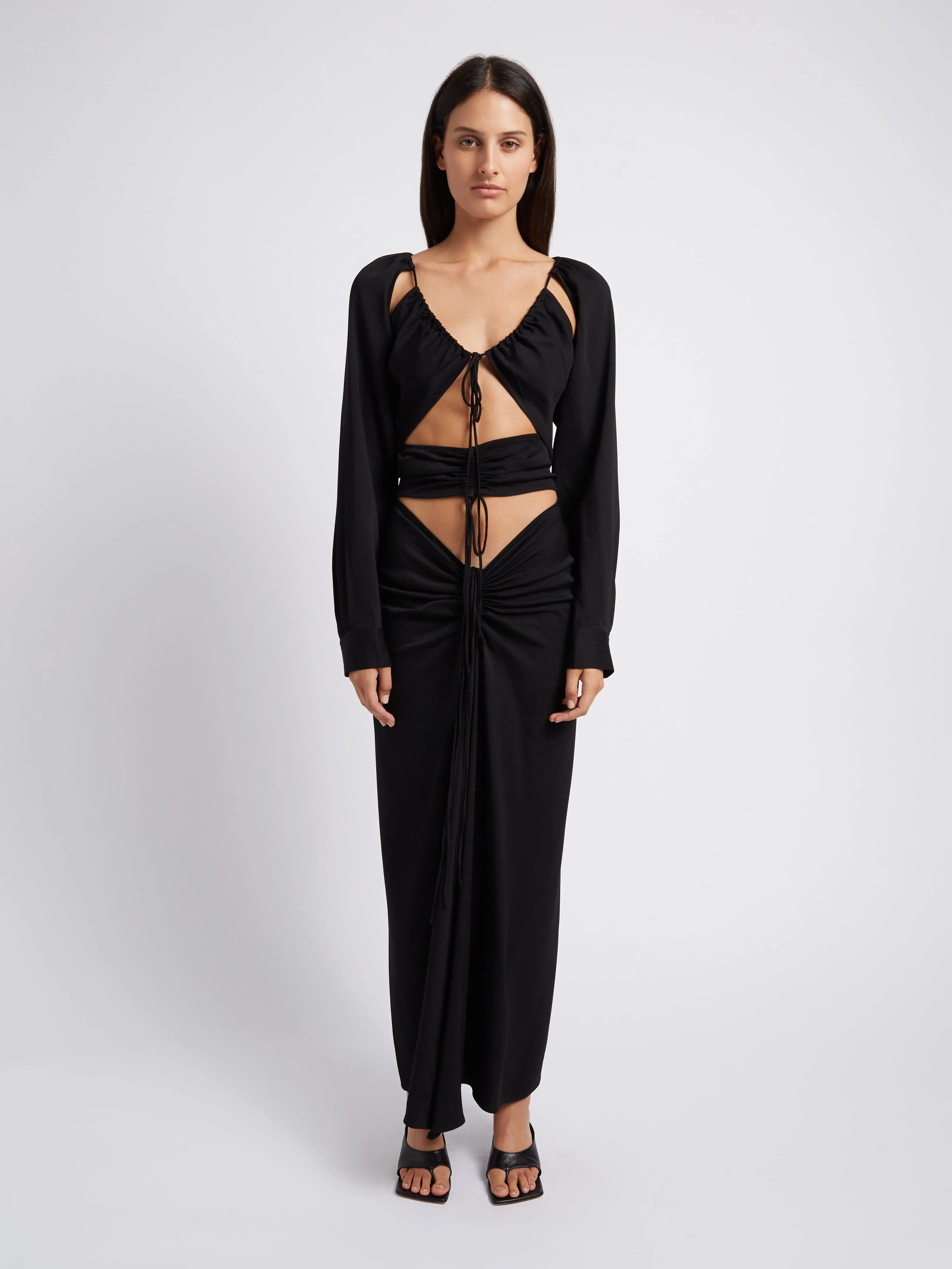 Multi Panel Ruched Floating Sleeve Tie Dress sold by Christopher Esber