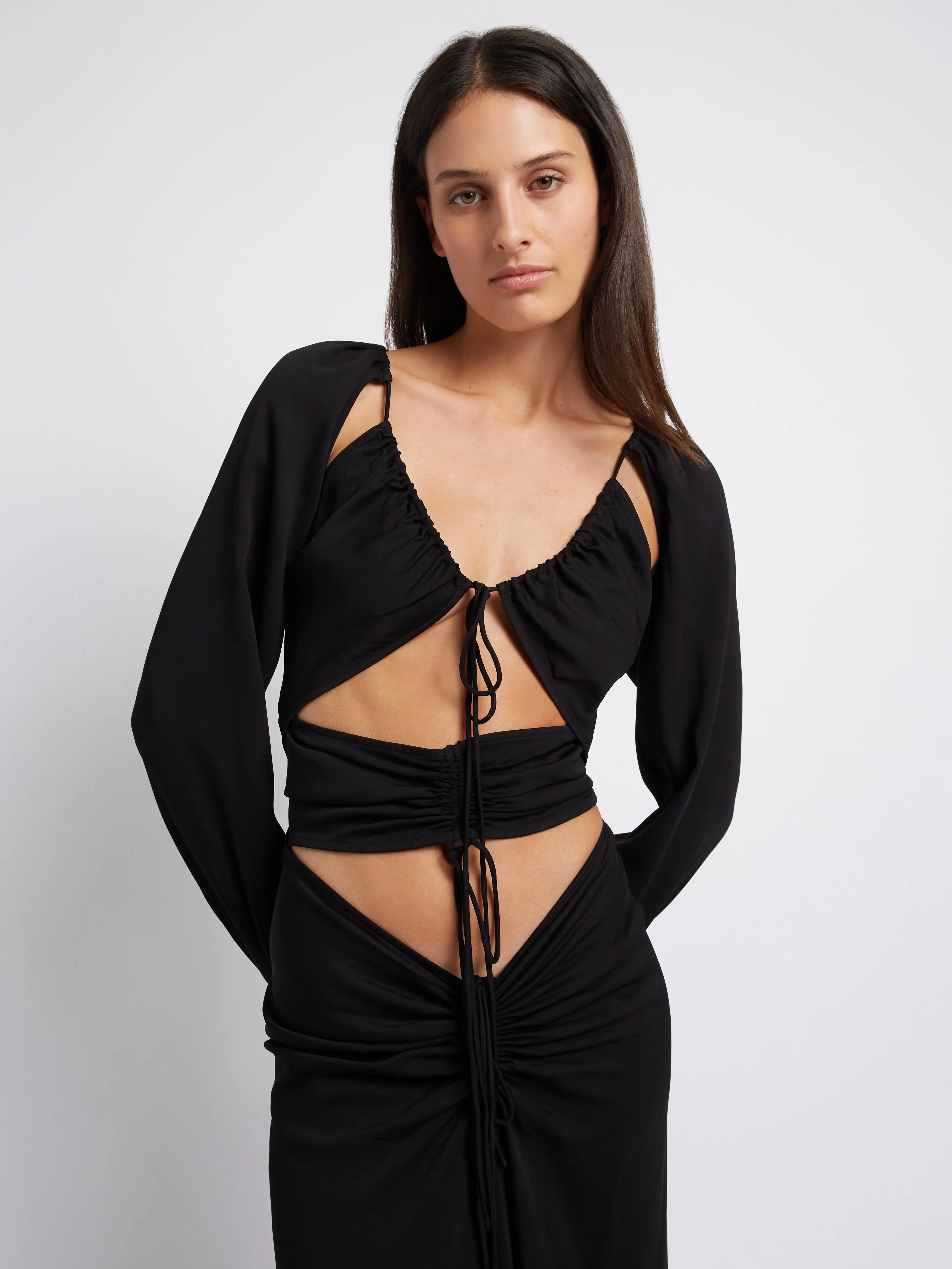 Multi Panel Ruched Floating Sleeve Tie Dress sold by Christopher Esber product image thumbnail 4