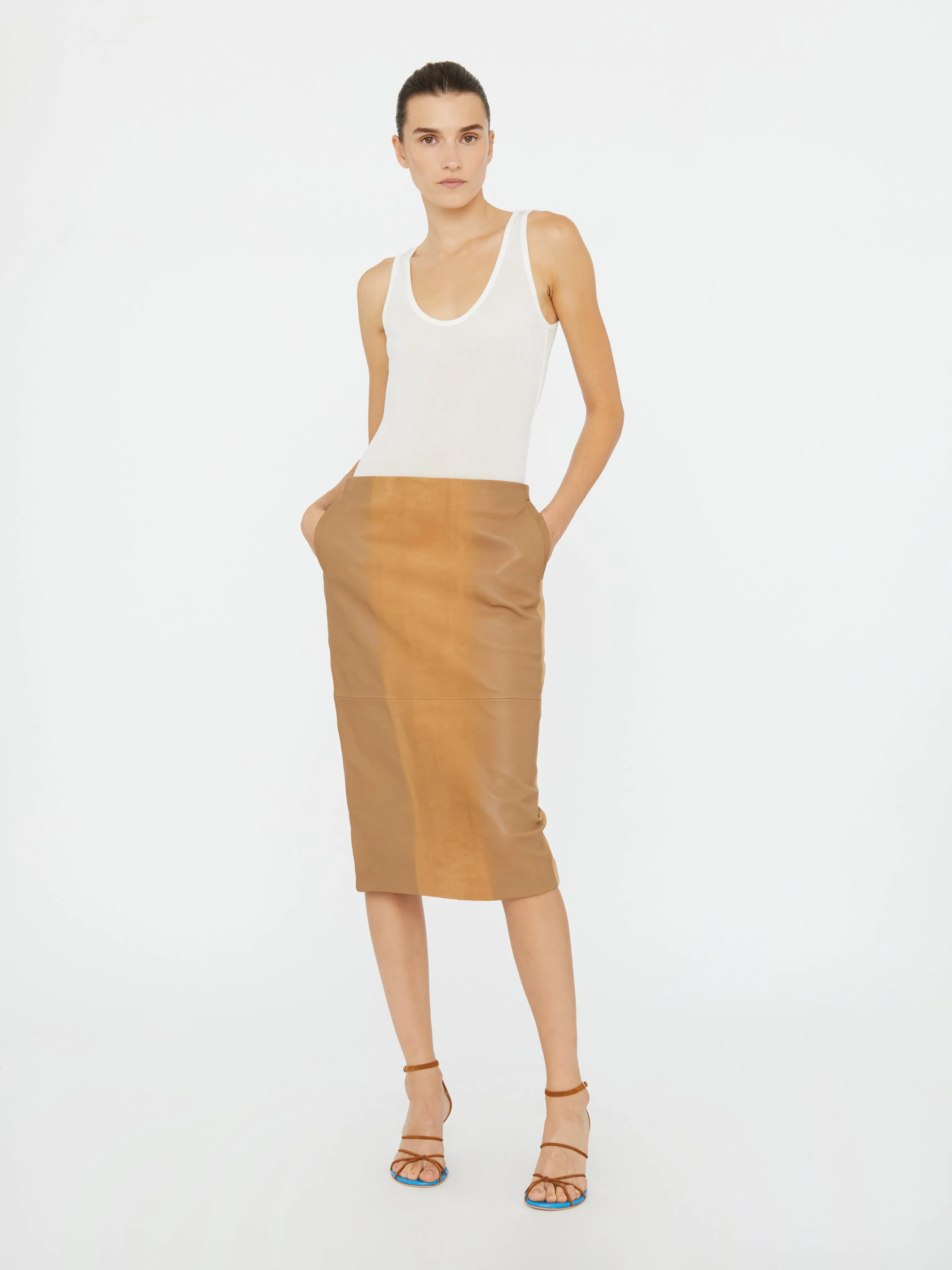 Scuffed Leather Midi Skirt sold by Christopher Esber product image thumbnail 5