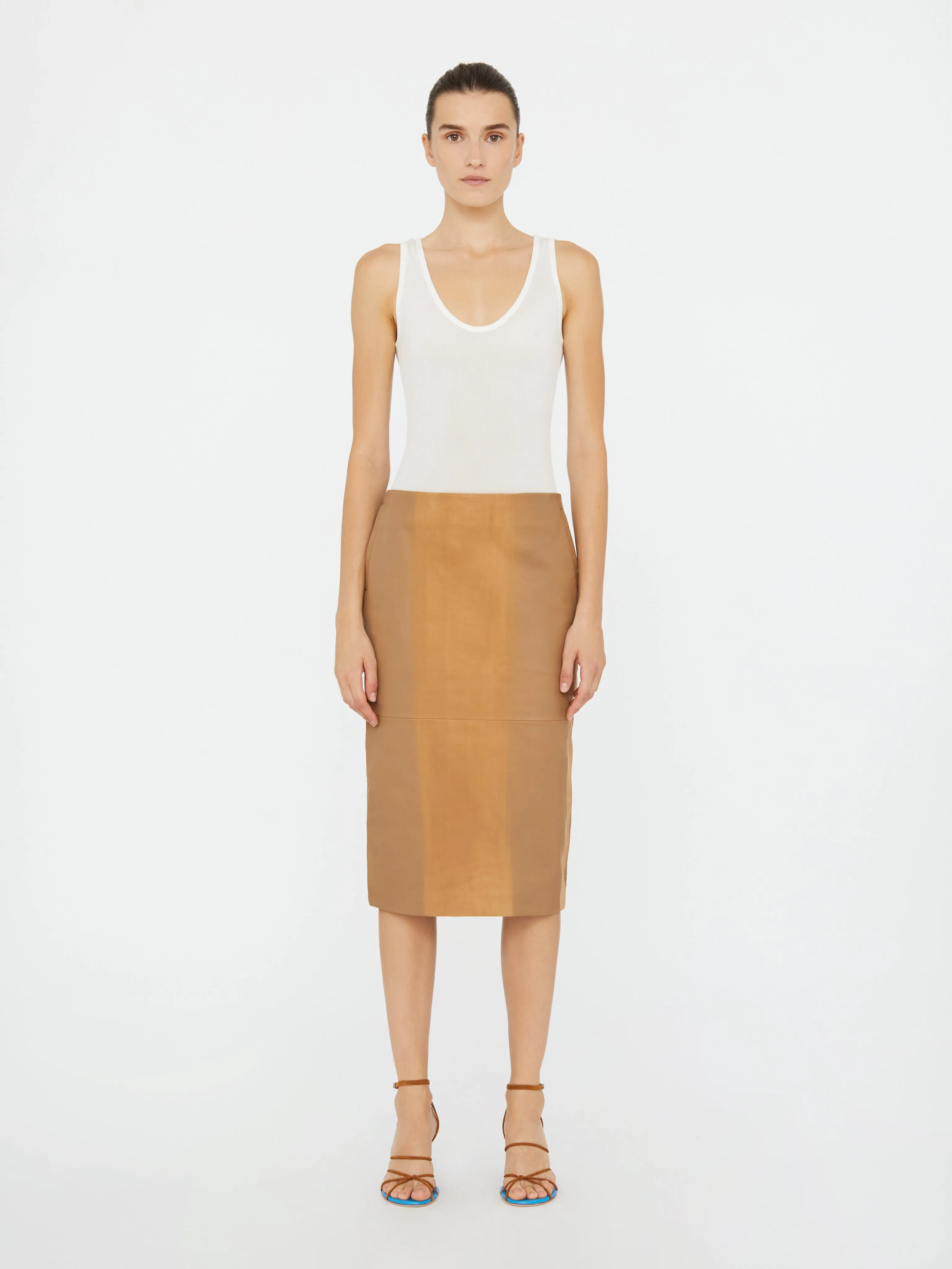 Scuffed Leather Midi Skirt sold by Christopher Esber