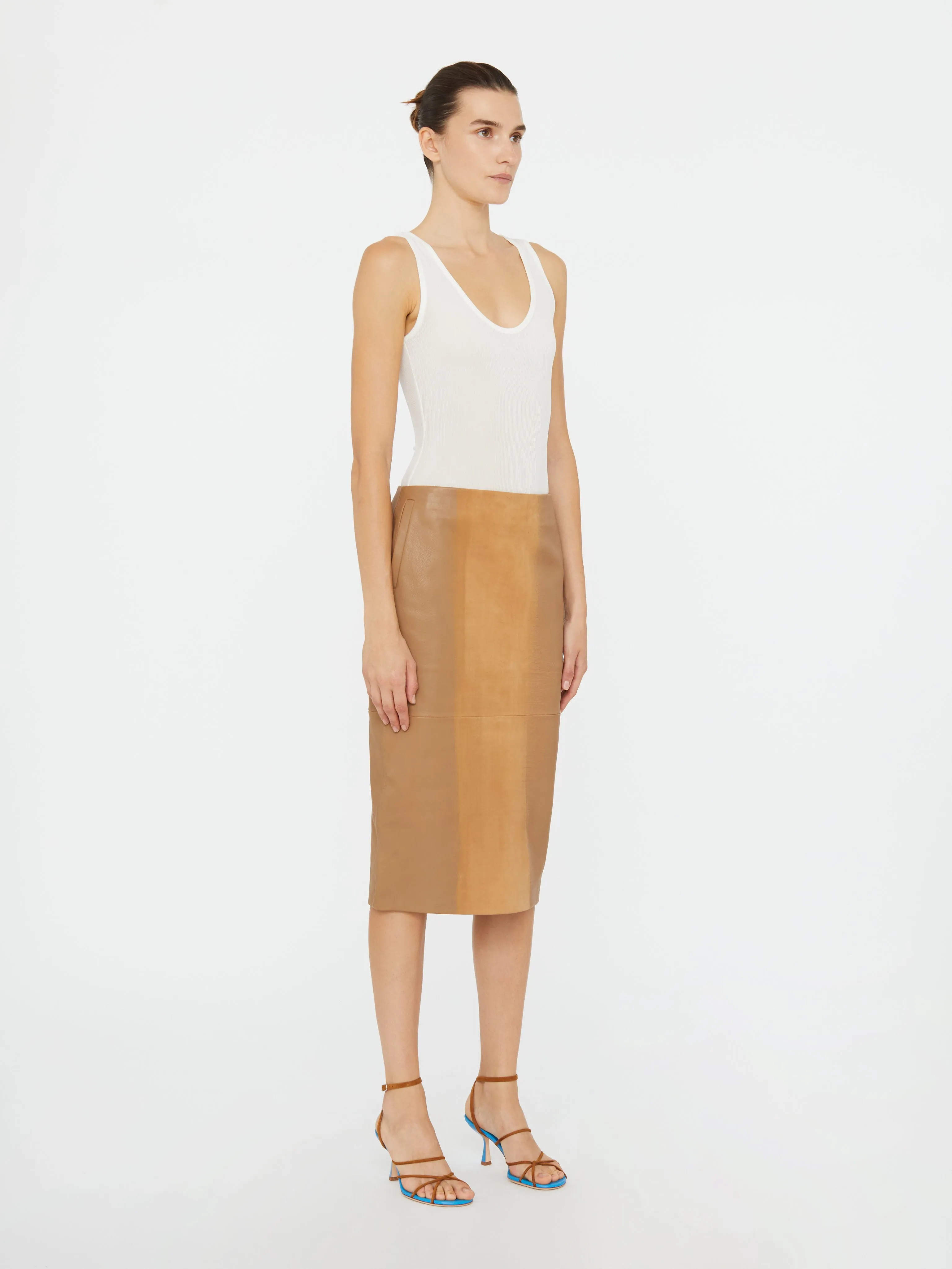 Scuffed Leather Midi Skirt sold by Christopher Esber product image thumbnail 4