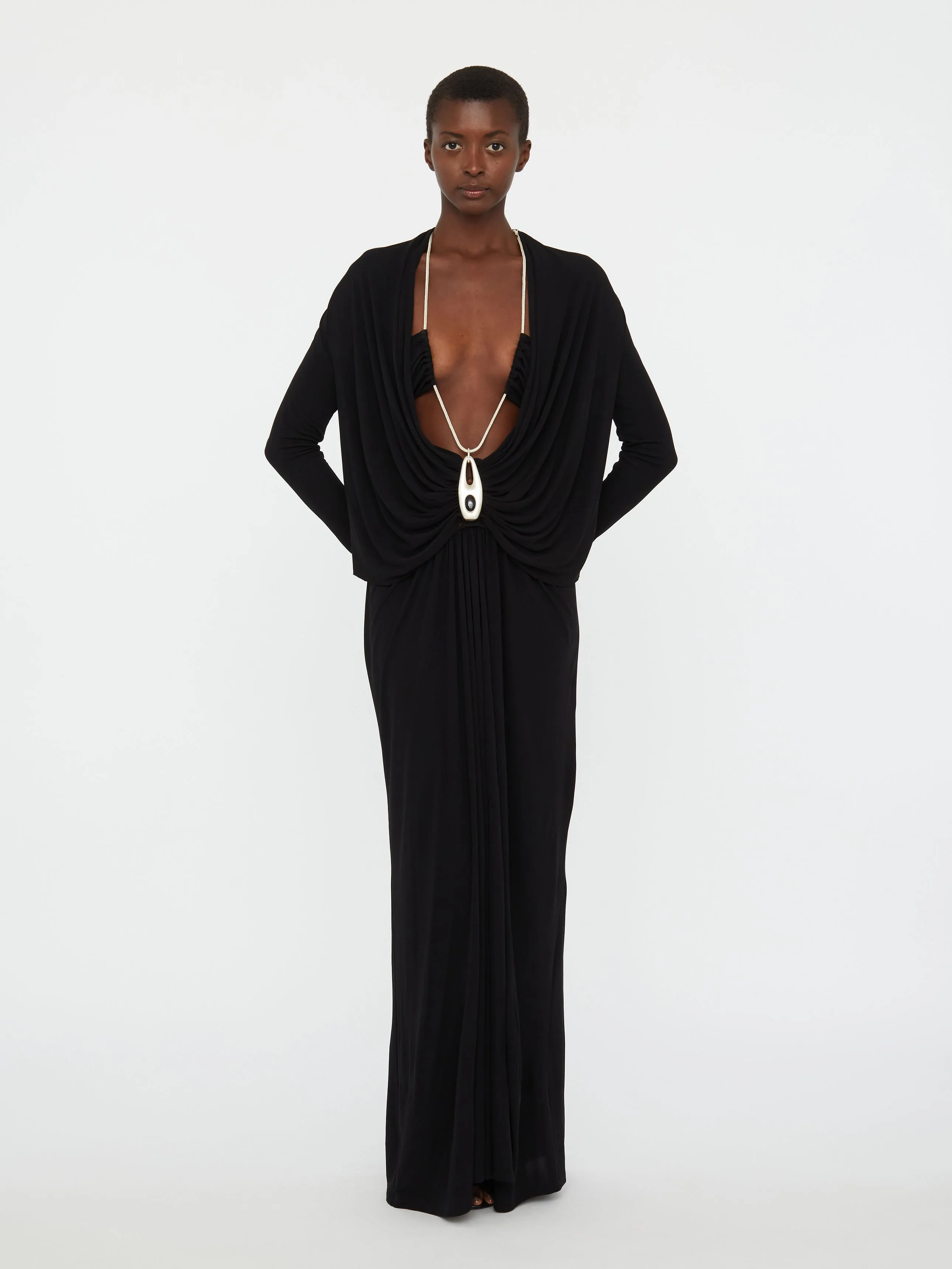 Lavalliere Draped Jersey Long Sleeve Dress sold by Christopher Esber product image thumbnail 3