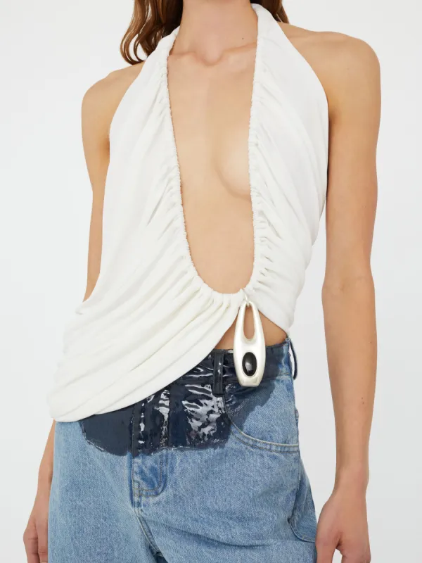 Lavalliere Draped Jersey Halter Top sold by Christopher Esber