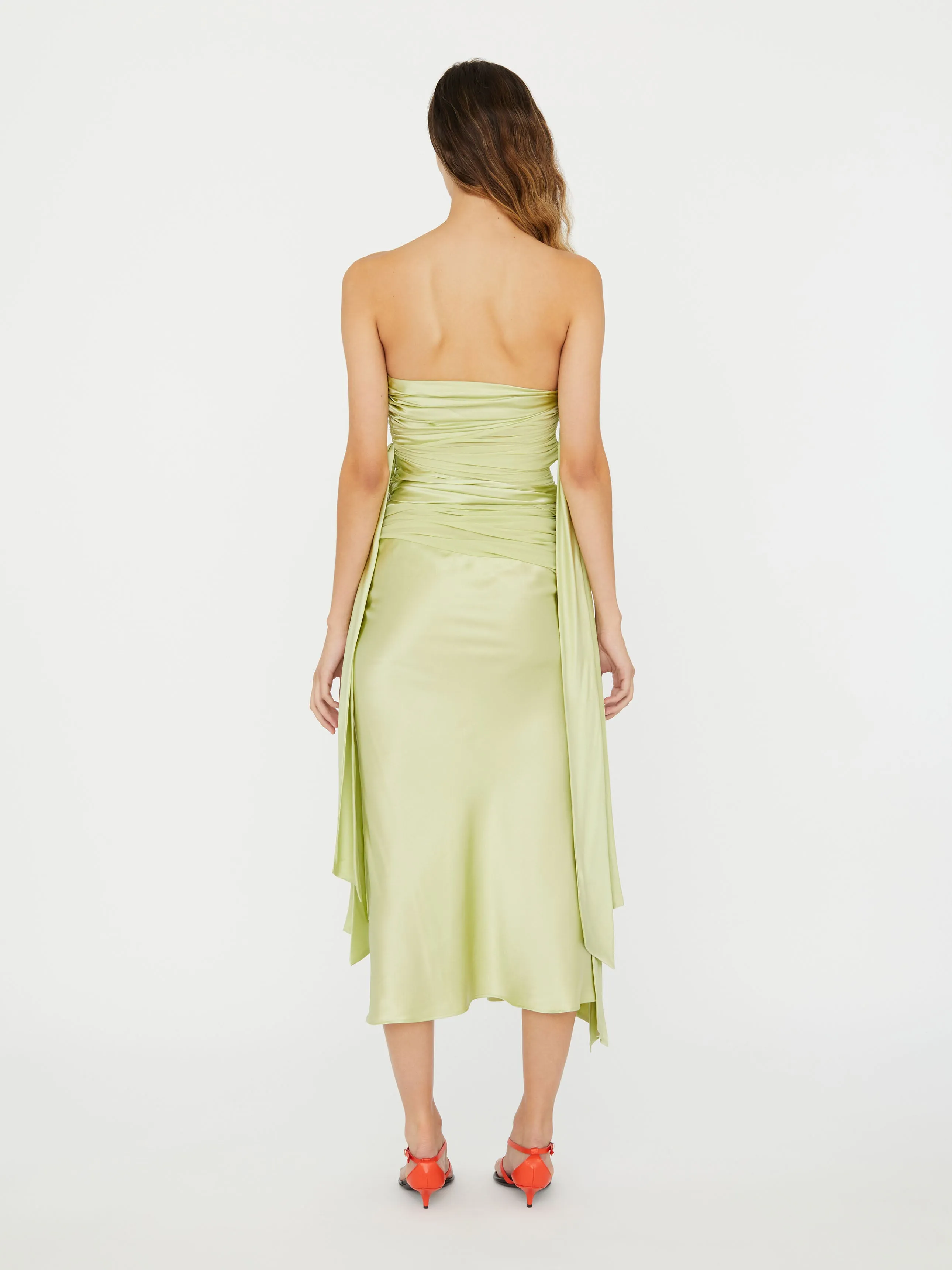 Knotted Silk Gather Midi Dress sold by Christopher Esber product image thumbnail 4
