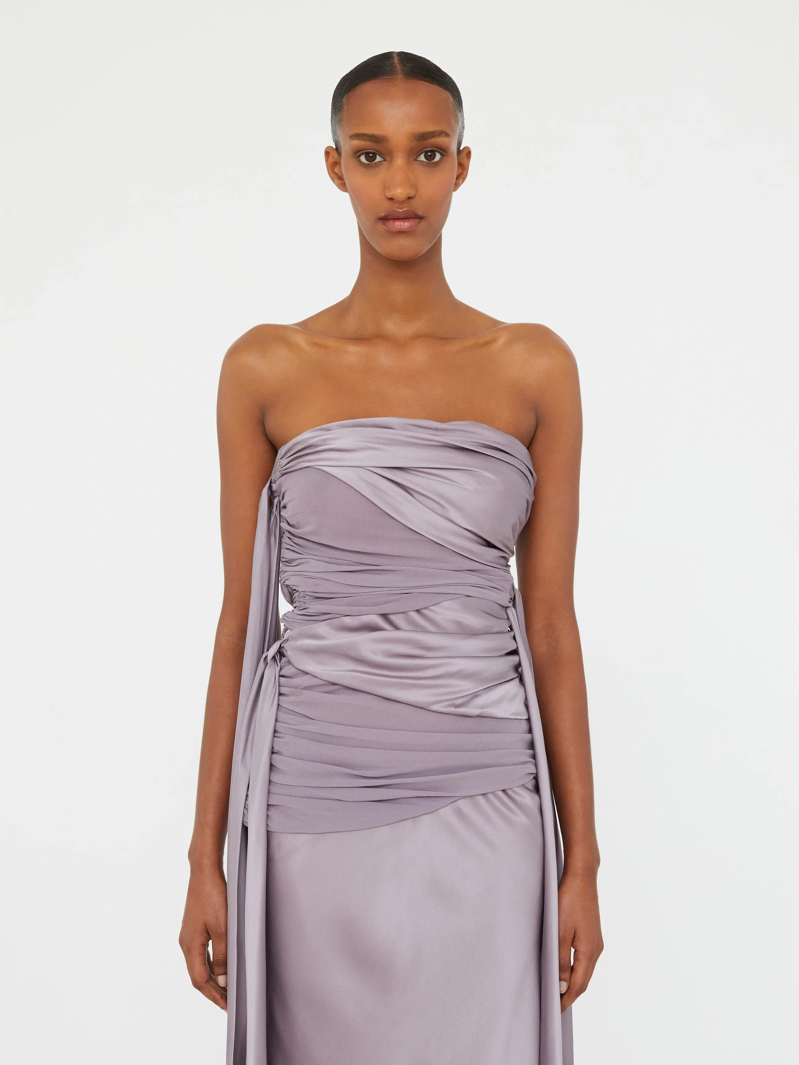 Knotted Silk Gather Midi Dress sold by Christopher Esber product image thumbnail 3