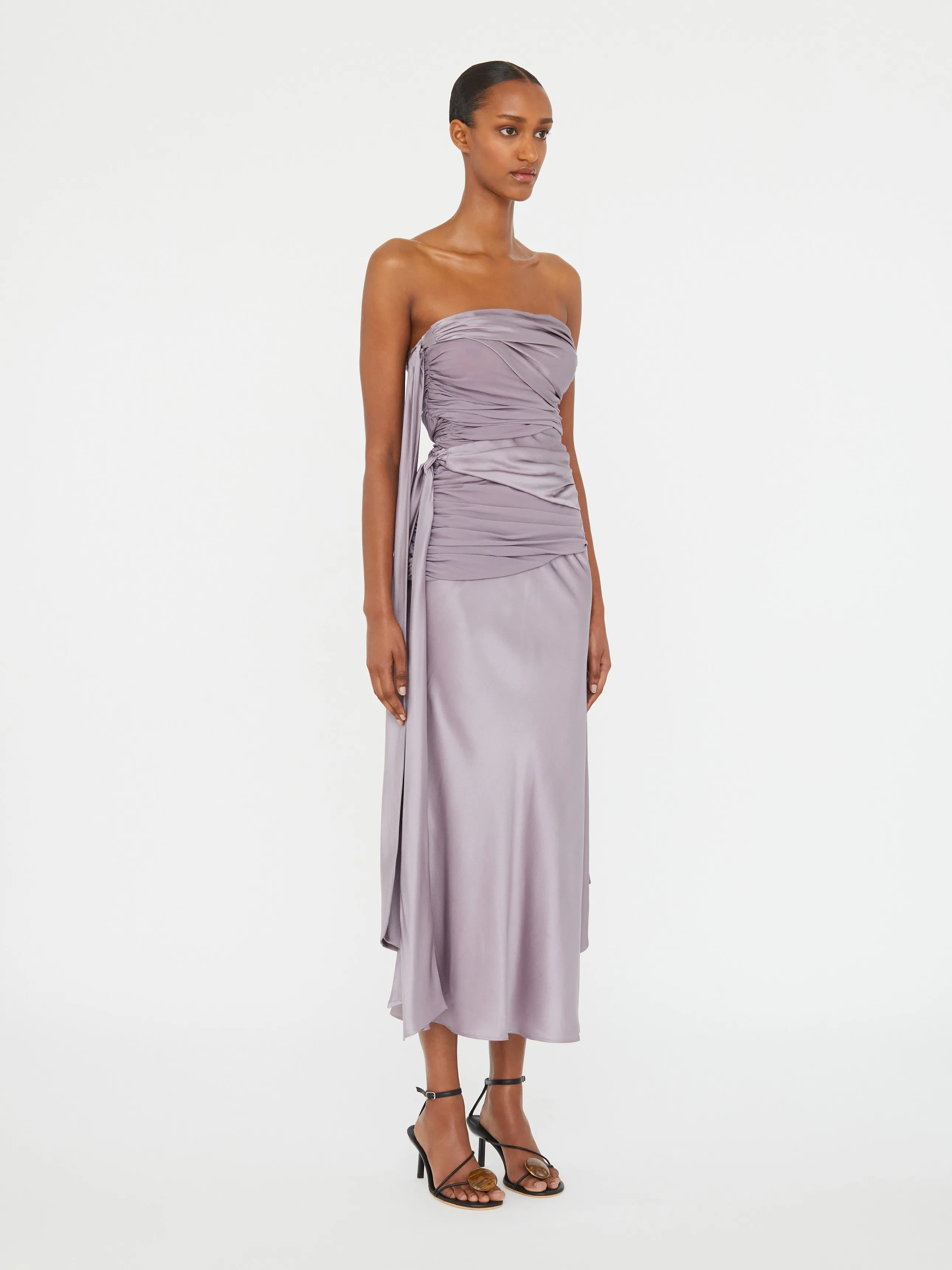 Knotted Silk Gather Midi Dress sold by Christopher Esber product image thumbnail 2