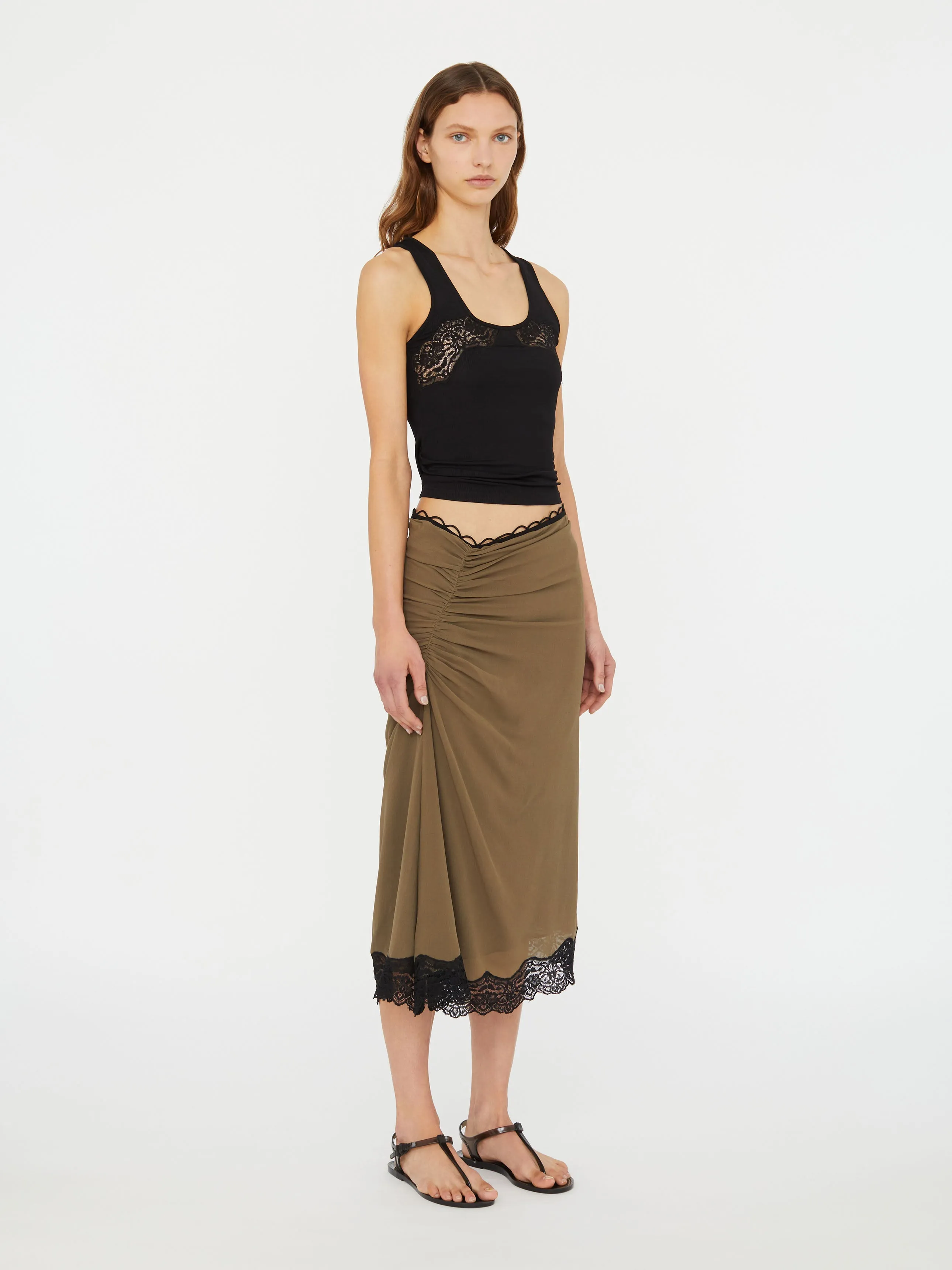 Crimped Lace Gathered Silk Skirt sold by Christopher Esber product image thumbnail 2