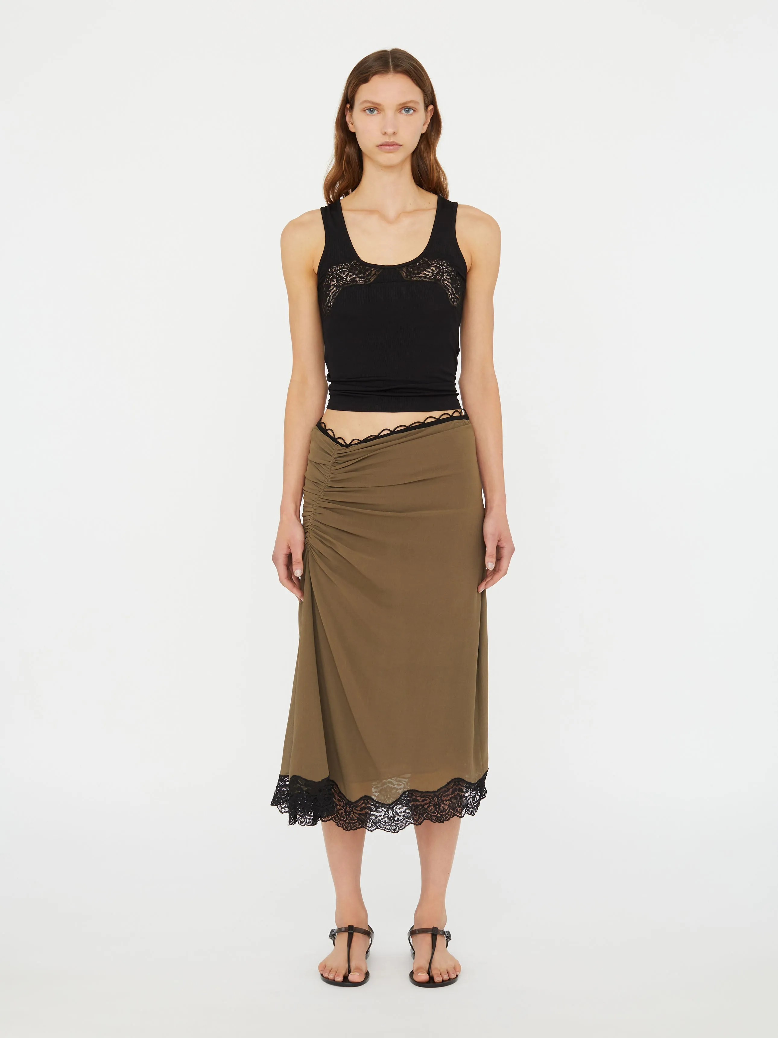 Crimped Lace Gathered Silk Skirt sold by Christopher Esber