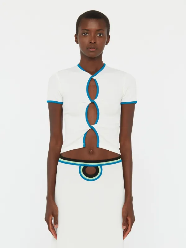 Open Twist Contrast Bind Tee sold by Christopher Esber