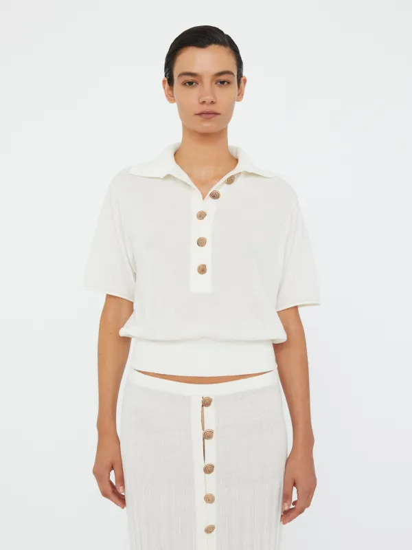 Sundial Shell Knit Polo sold by Christopher Esber