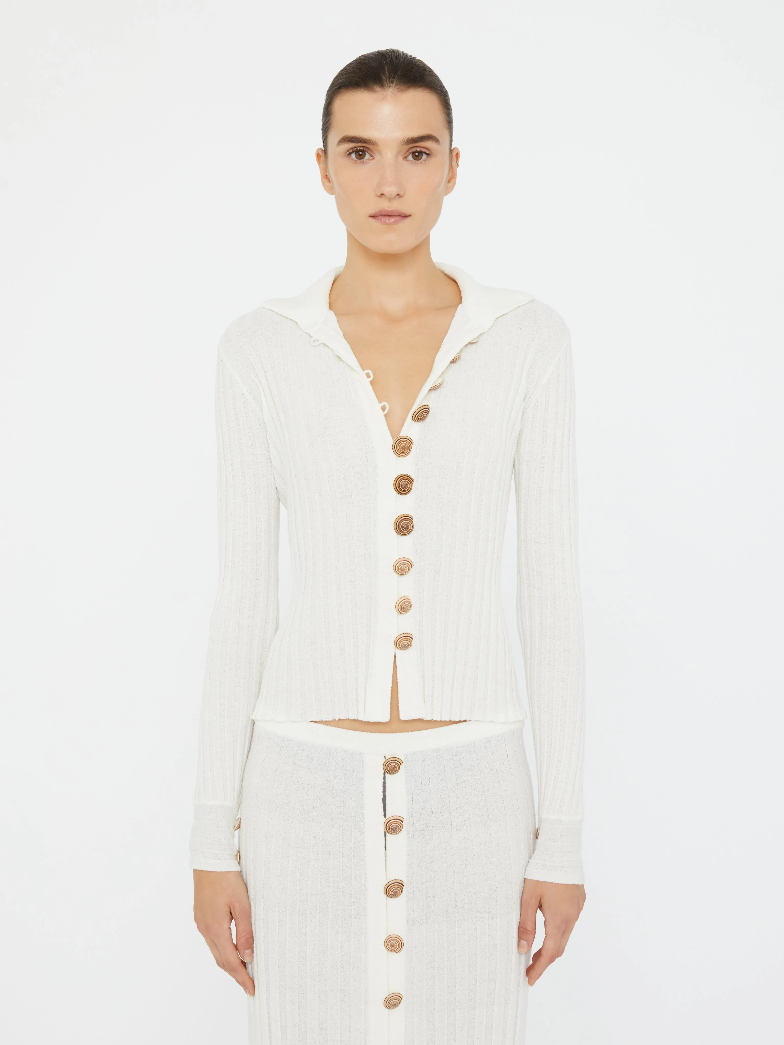 Sundial Shell Ribbed Knit Cardigan sold by Christopher Esber