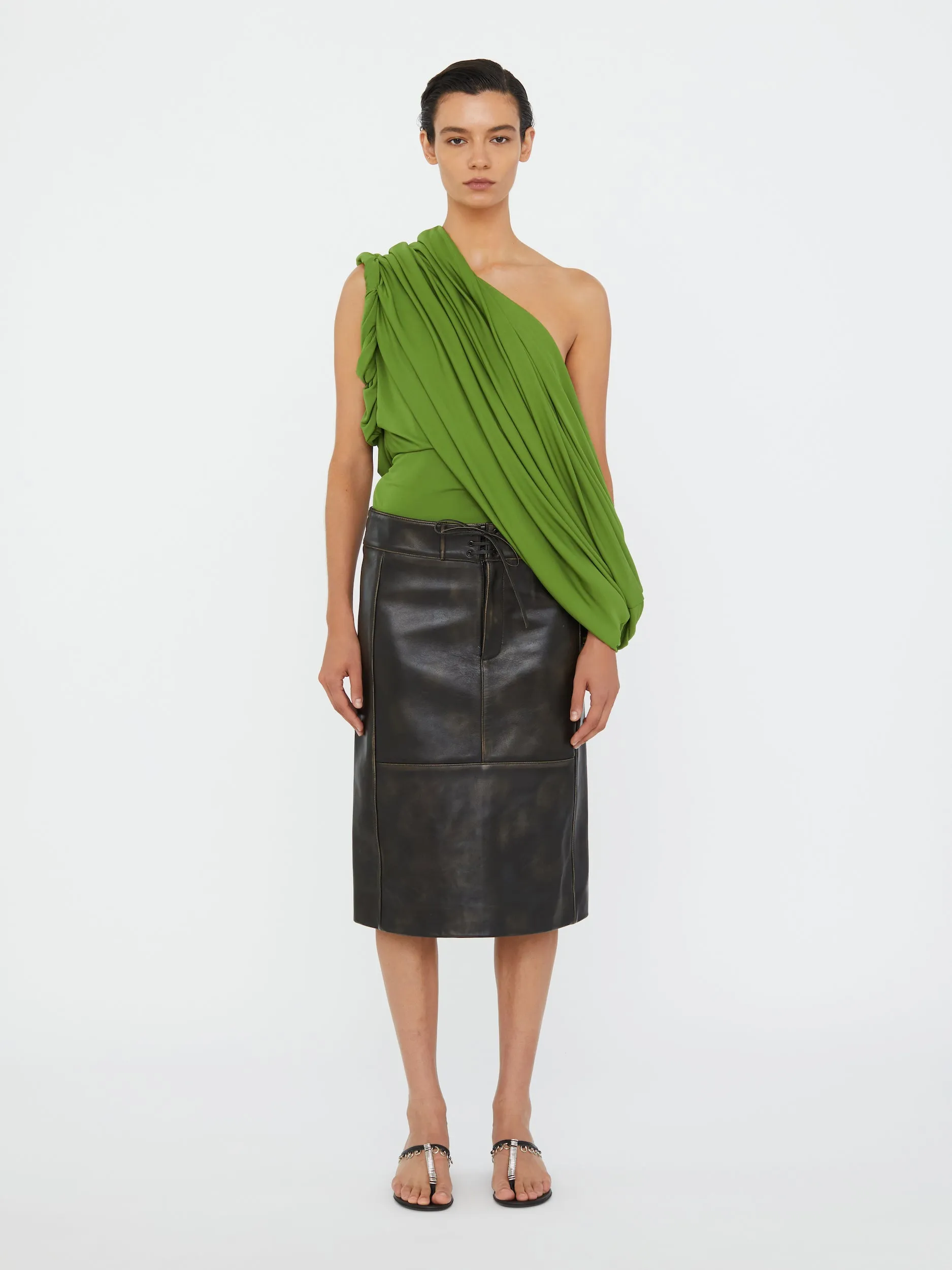 Burnished Eddie Leather Skirt sold by Christopher Esber