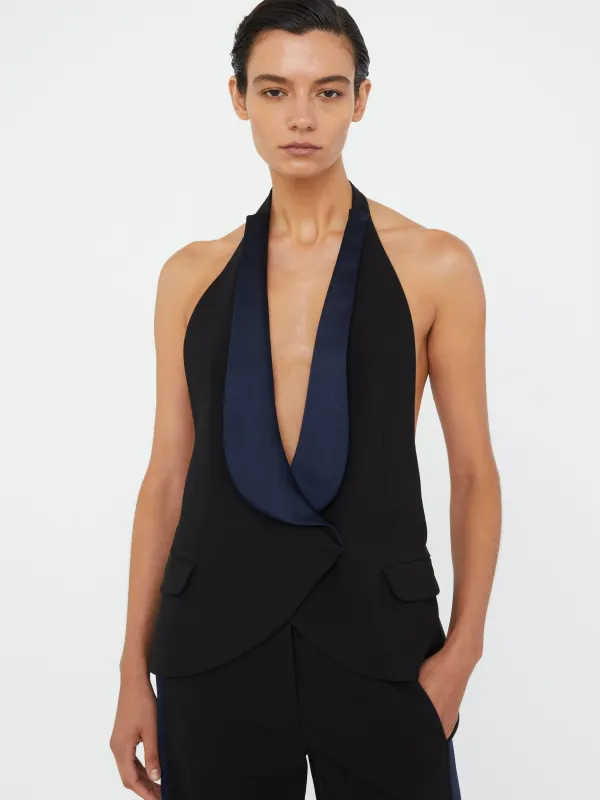 Tuxedo Contrast Wool Vest sold by Christopher Esber