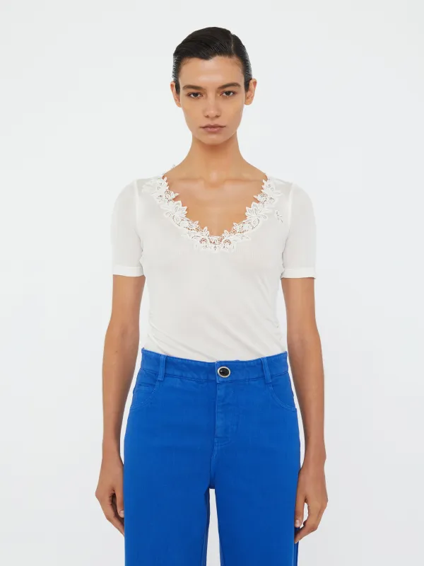Hibiscus Embroidered Rib Tee sold by Christopher Esber