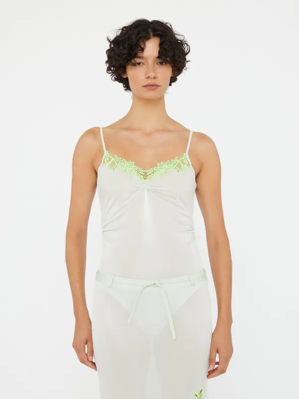 Hibiscus Embroidered Rib Bodysuit sold by Christopher Esber