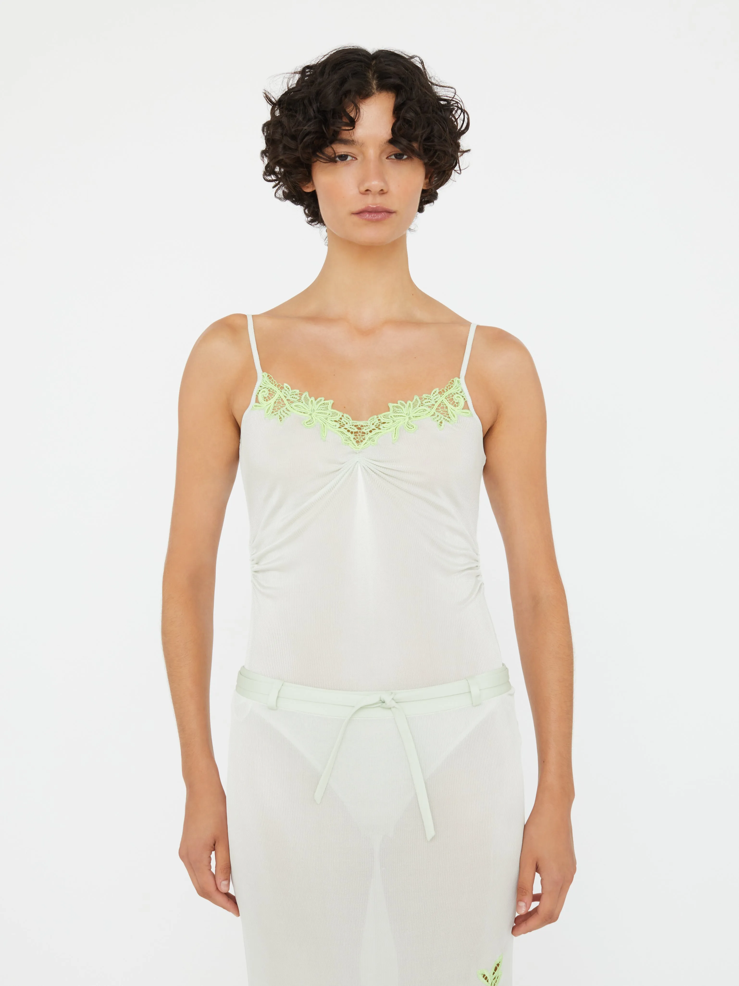 Hibiscus Embroidered Rib Bodysuit sold by Christopher Esber