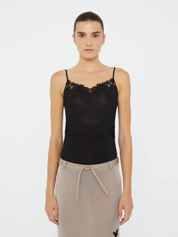 Hibiscus Embroidered Rib Bodysuit sold by Christopher Esber
