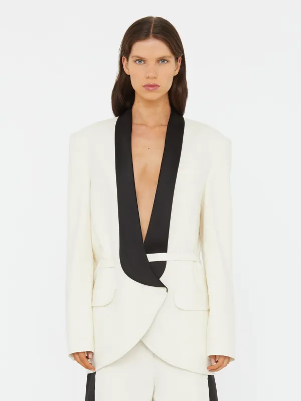 Tuxedo Contrast Silk Blazer sold by Christopher Esber