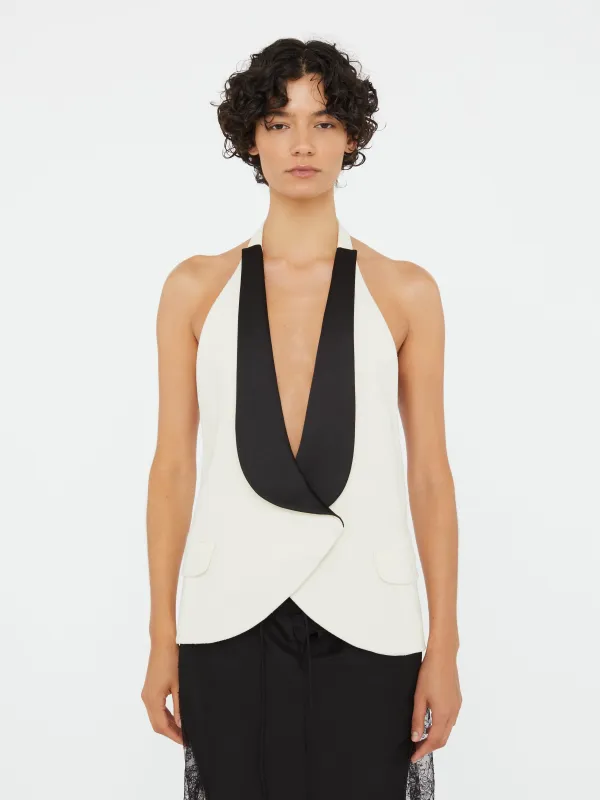 Tuxedo Contrast Silk Vest sold by Christopher Esber