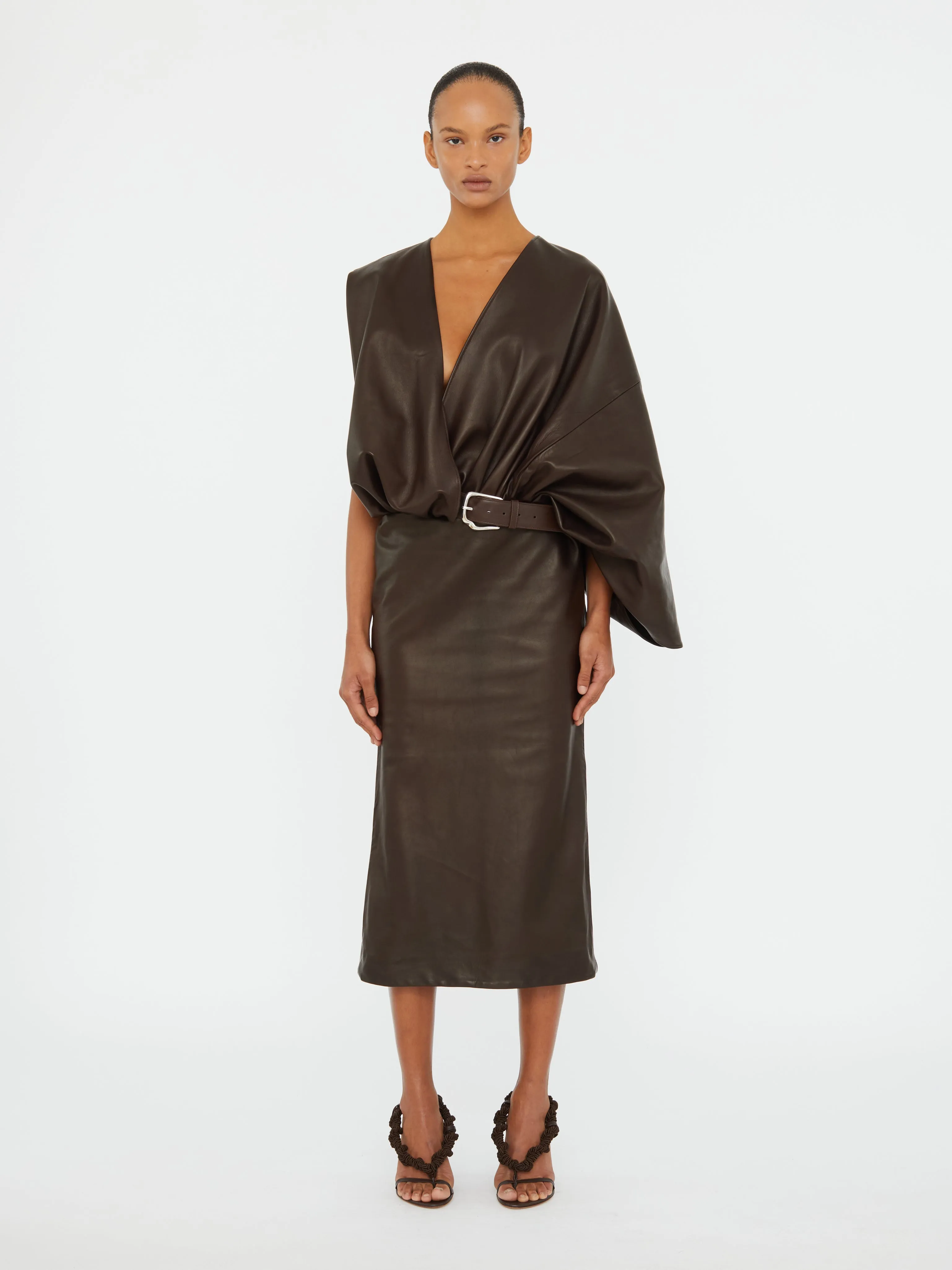 Swaddled Belted Leather Dress sold by Christopher Esber
