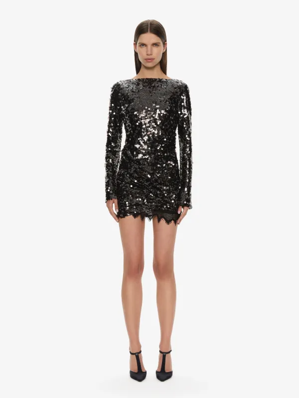 Opaline Sequin Long Sleeve Mini Dress sold by Christopher Esber