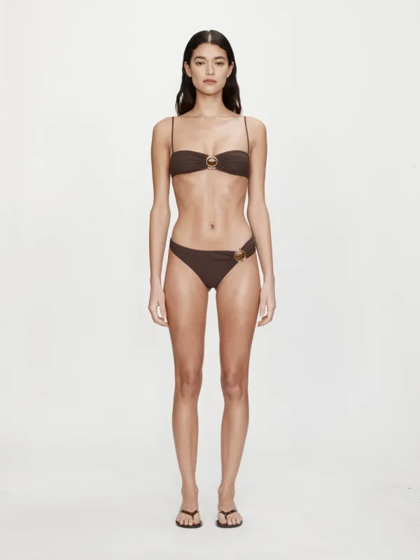 Mineral Stone Side Ruched High Brief sold by Christopher Esber