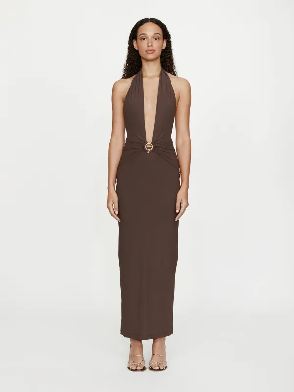 Mineral Stone Ruched Halter Lycra Dress sold by Christopher Esber