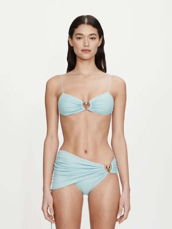 Ruched Orbit Miniscule Bikini Top sold by Christopher Esber